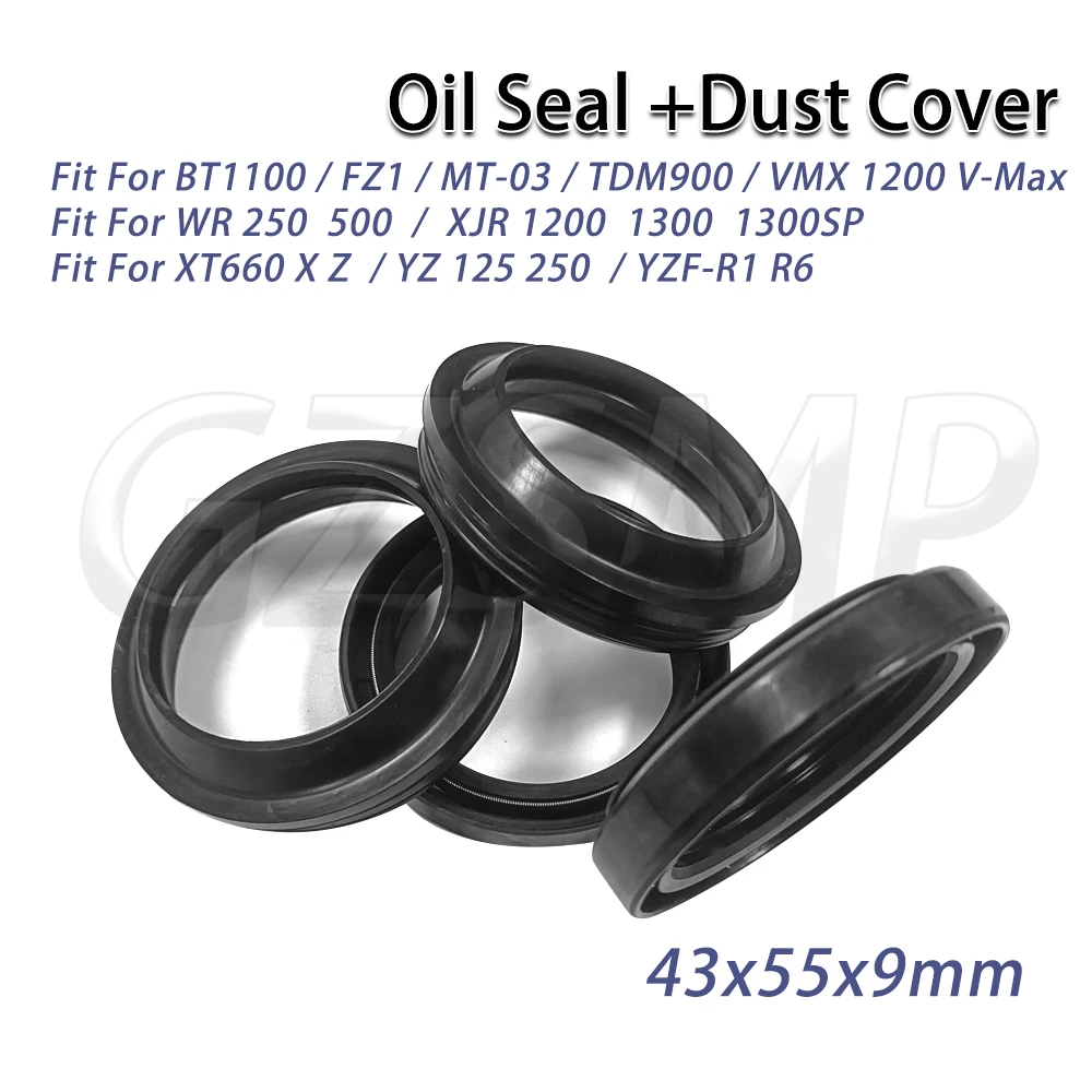 

Fit for Yamaha FZ1 MT-03 BT1100 WR 250 500 XJR 1200 1300 R1 R6 XT660 X Z 43x55x9 Front Fork Oil Seal & Dust Cover