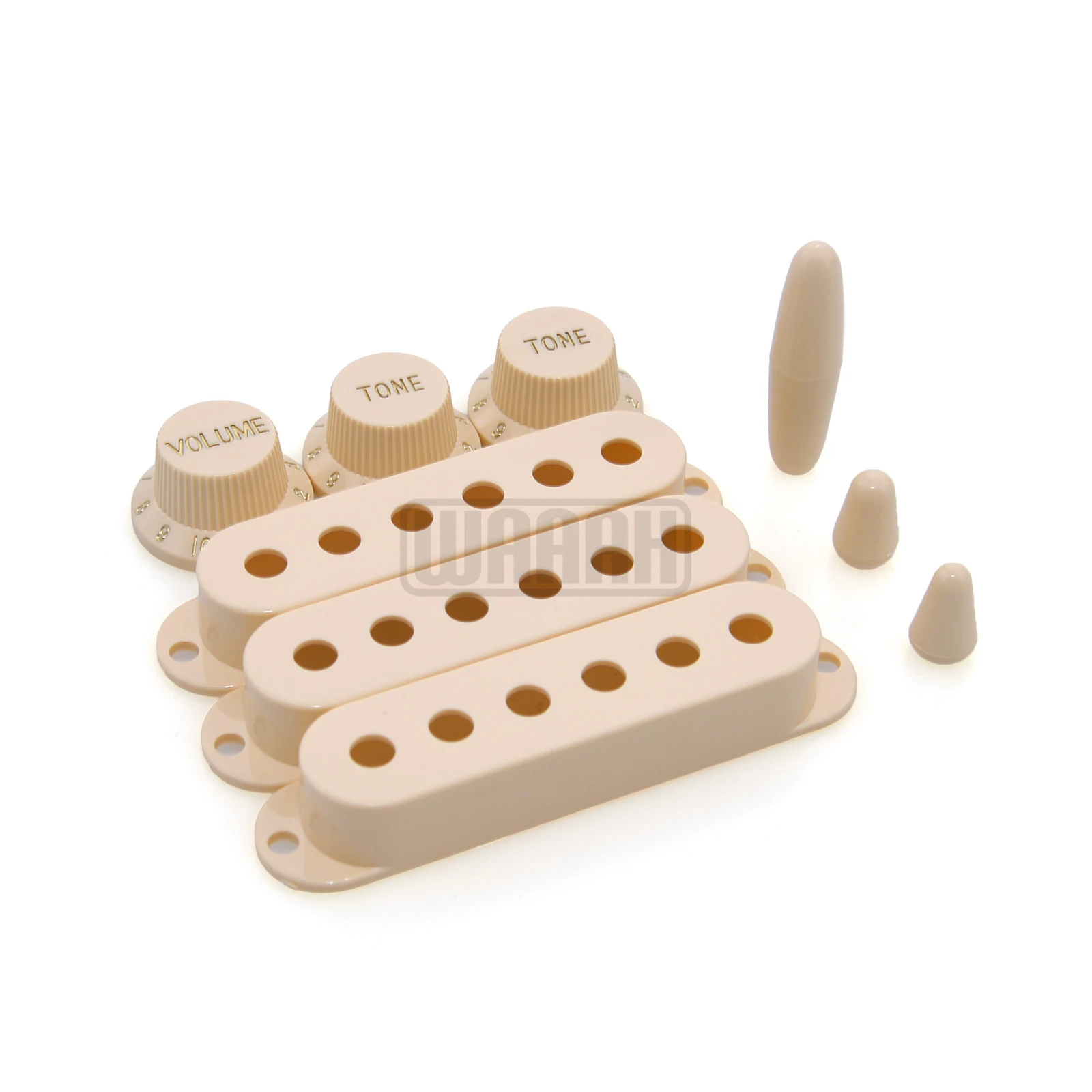 WAAAH Single-Coil-ST-Gitarren-Tonabnehmerabdeckung mit 2-Ton- und 1-Volumen-Drehreglern und Schalterkopf-Teilesatz Gitarrenteile – Detail 5
