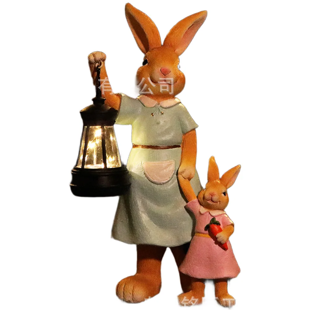 For Evening Garden Ambiance Solar Hanging Lamp Hanging Garden Statue Mother Daughter Rabbit Lamp Easy Installation