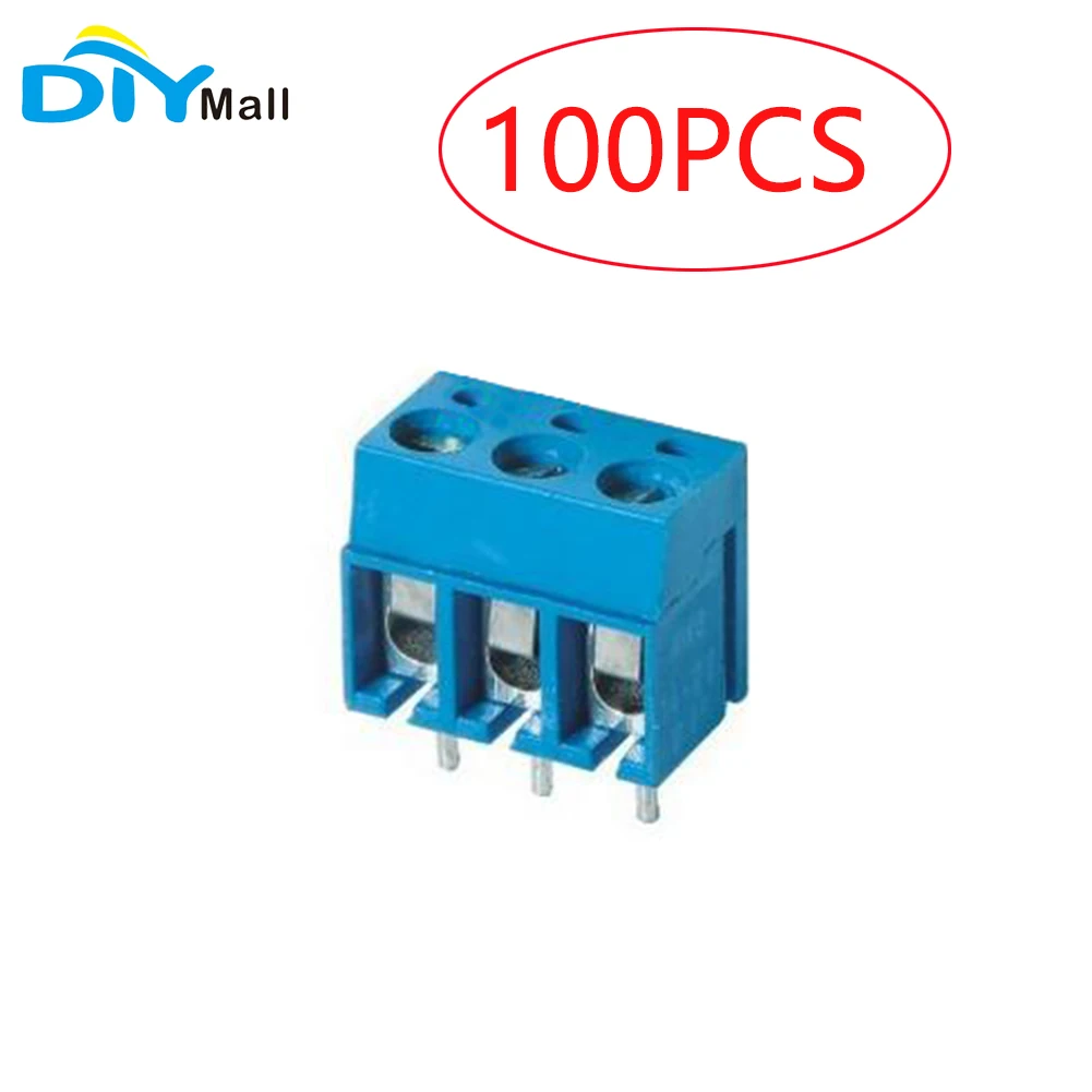 100Pcs/Lot KF350-3P 3.5mm KF350 3 Pin Pitch Connecting PCB Terminal Screw Splice Connector Blue color