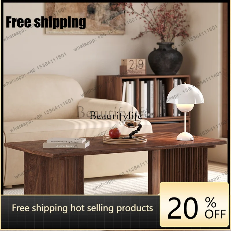 Factory Direct Black Walnut Medieval Solid Wood Tea Table Living Room Wooden Design Simple Coffee Table