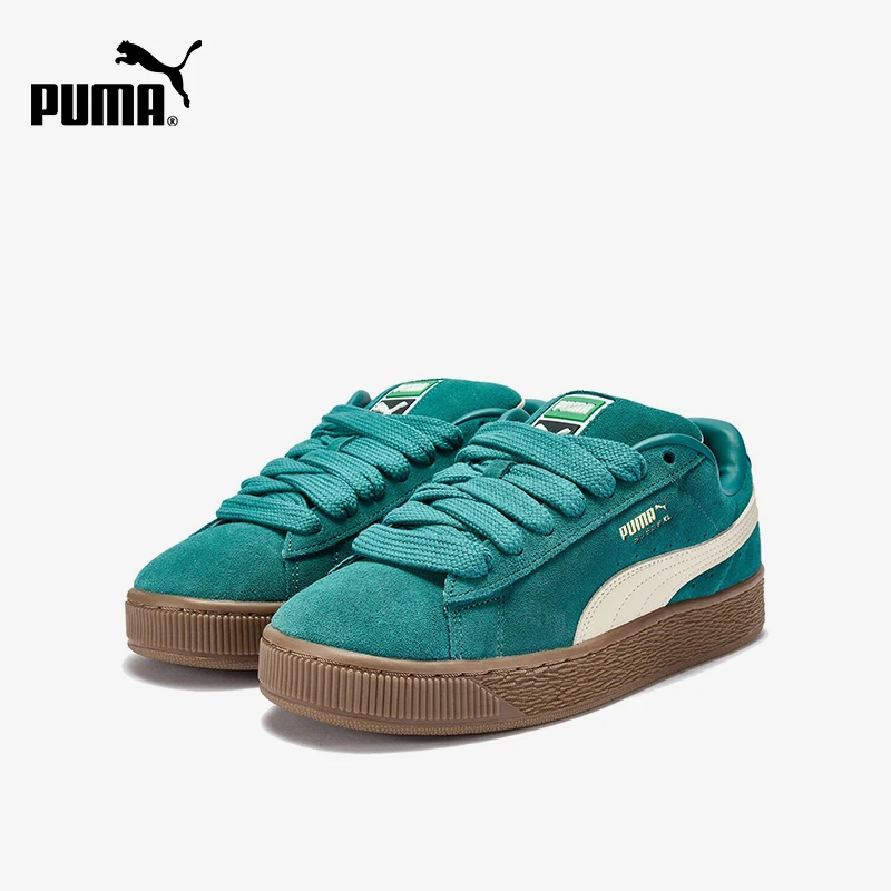 Puma genuine SuedeXL new men's and women's green and white soft casual board shoes 395205-82