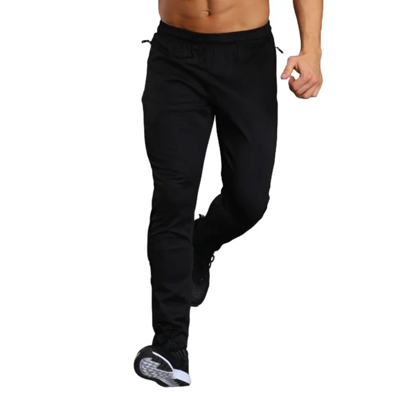Bodybuilding Sports Running Pants Men\'s Striped Breathable Fitness Training Jogging Sweatpants Black Basketball Tennis Trousers
