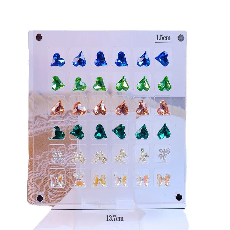 Contenedor de acrílico para decoración de uñas, caja organizadora de diseño único con múltiples rejillas, caja de almacenamiento para Nail Art, dijes 3D, salón de joyería, 1 unidad