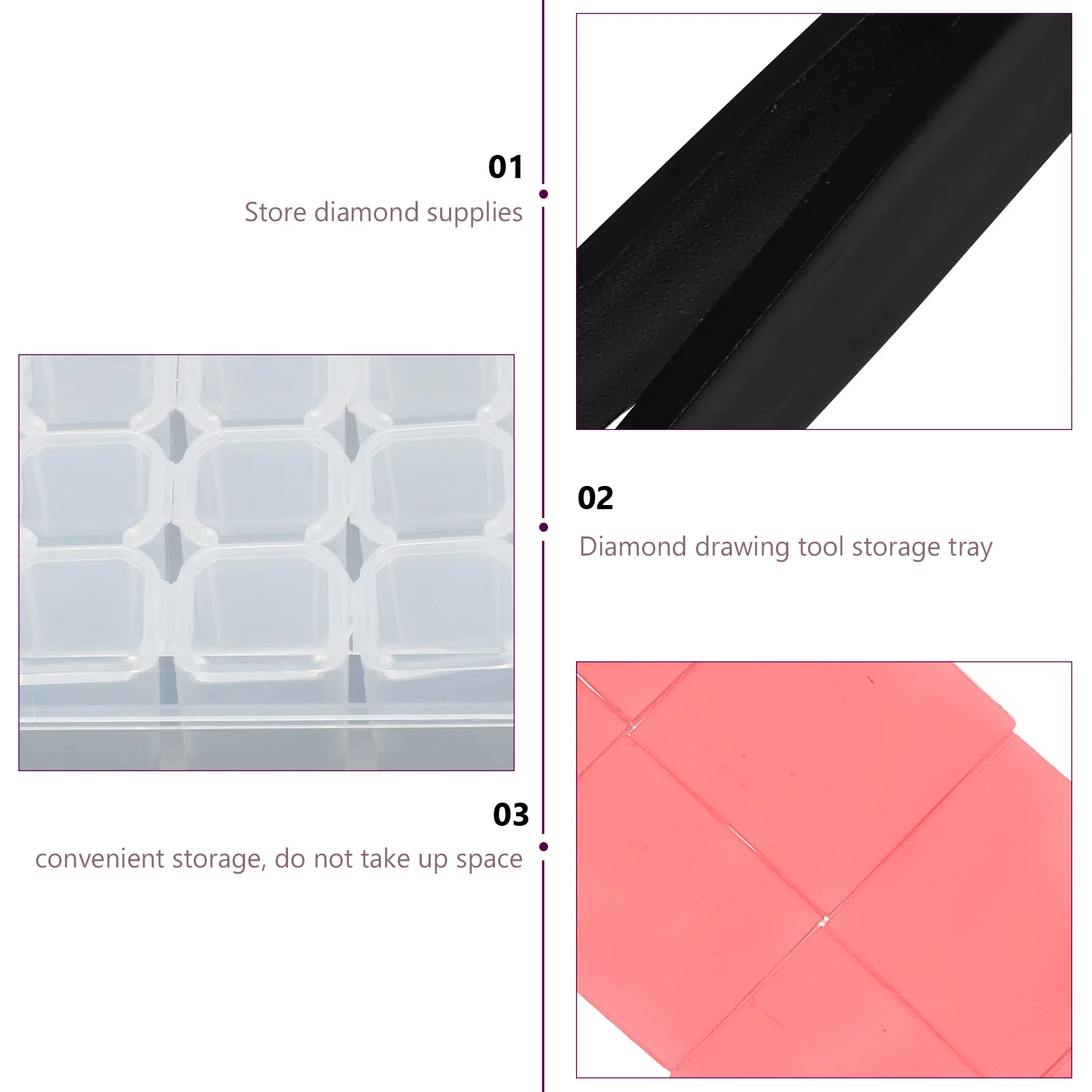 

1 set Painting Tools Kit Storage Tray Diamond Dotting Pen Rhinestone Container Bead Sorting Case Diamond Art Supplies Craft