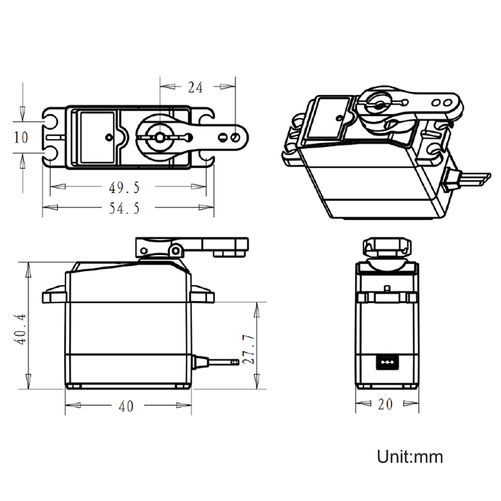 RDS3218 20KG デジタルサーボ デュアルシャフト 270度 メタルブラケット付き 防水 RCおもちゃ ロボット 車用