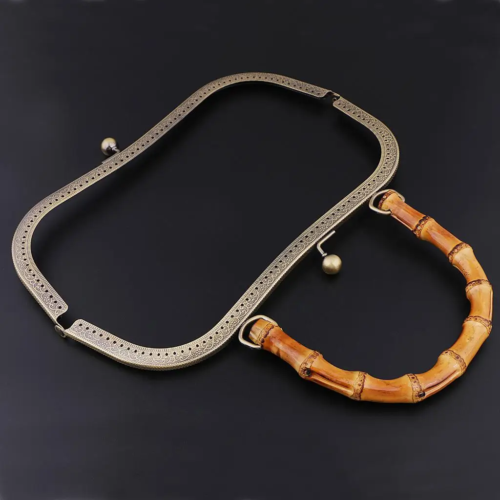 

20/25/27cm Vintage Metal Purse Frame Kiss Clasp for Purse Bag Bamboo Handle