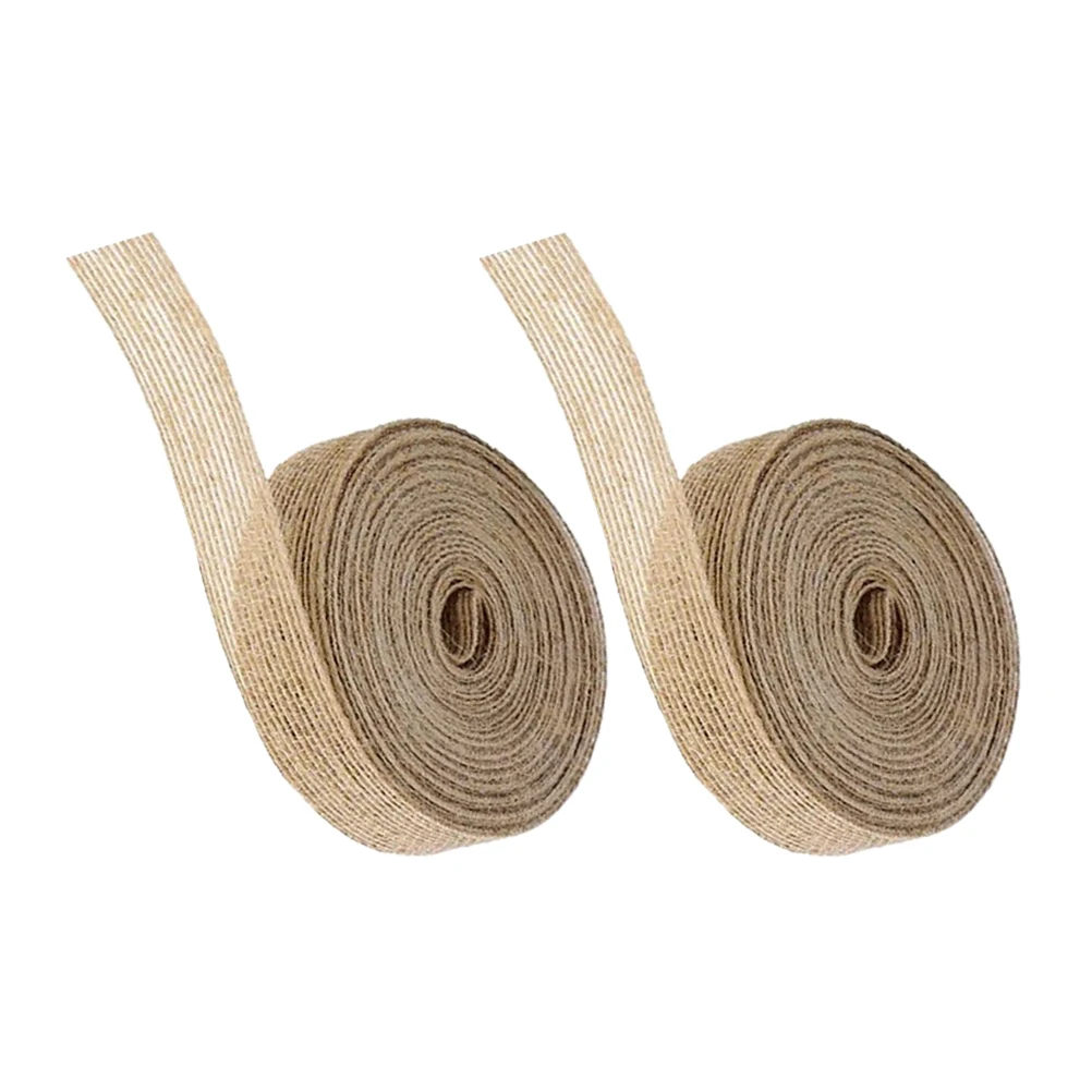 

2 Rolls Natural Jute Ribbon for DIY Craft Decorations Gift Wrapping Wedding Hemp Rope Webbing Rustic Decor Easy Storage