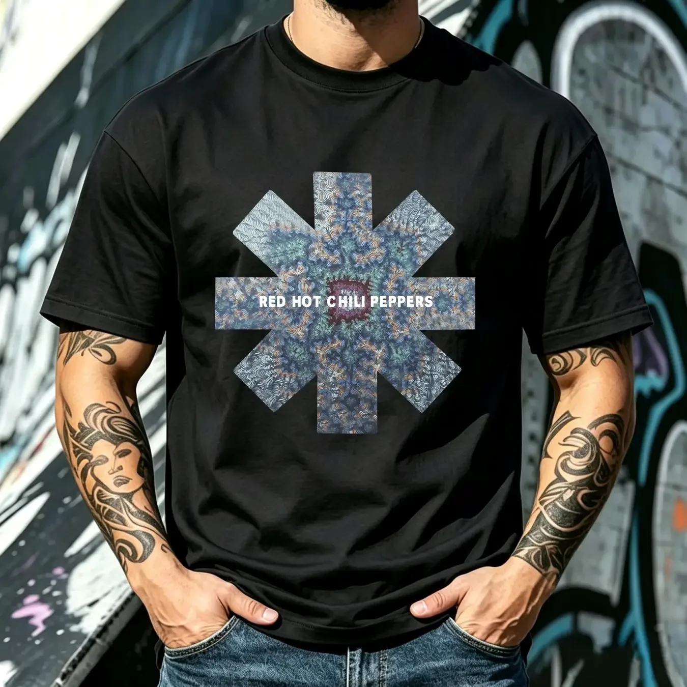 washed T Shirt Red Hot Chili Pepper Kaleidoscope White long or short sleeves vintage Washed Casual Top For Everyday Wear homme
