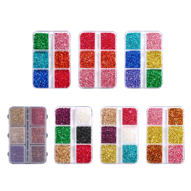 

Crushed Glass Glitter Resin Multicolor Irregular Metal Broken Glass