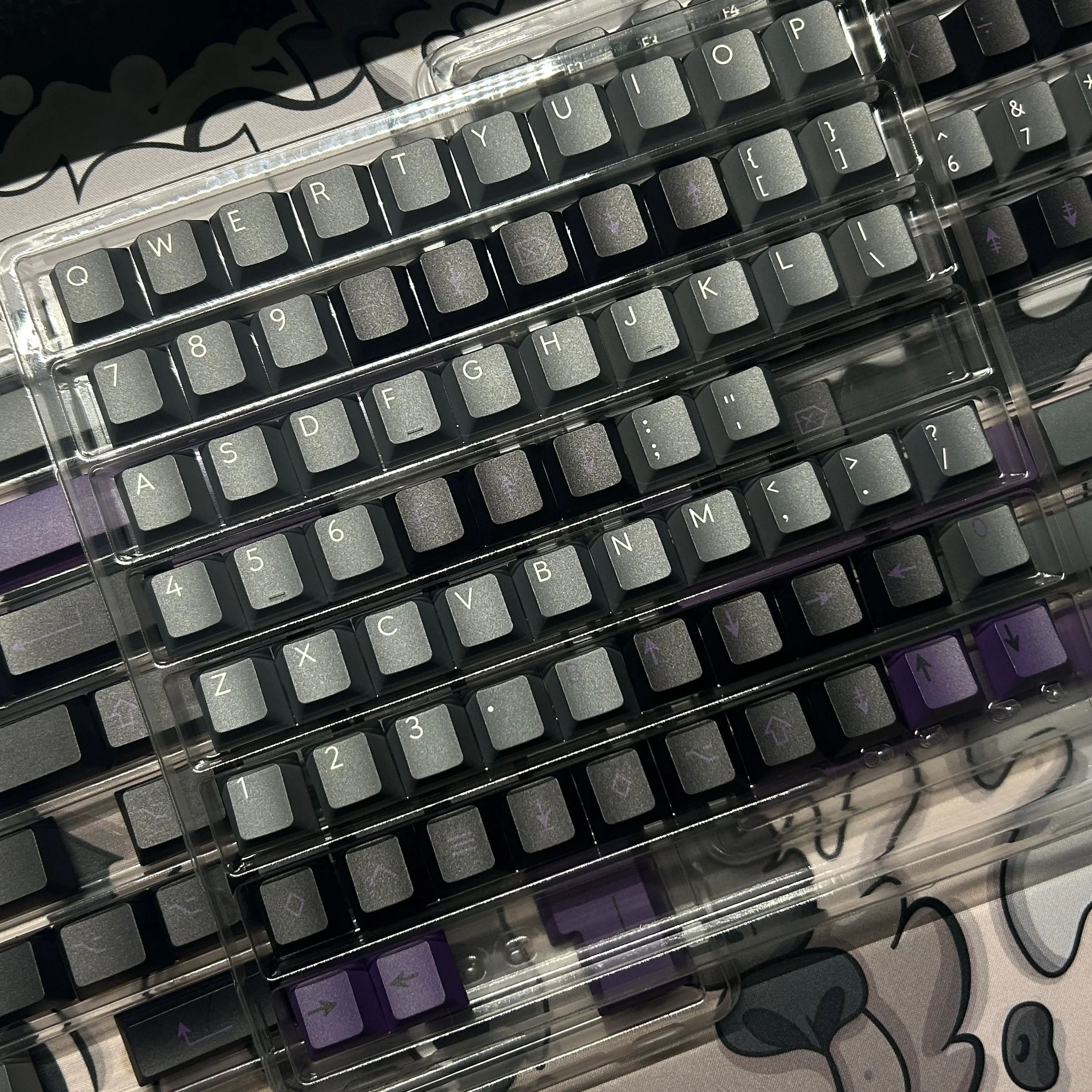 purple five-sided hot sublimation original pbt full set of keycaps