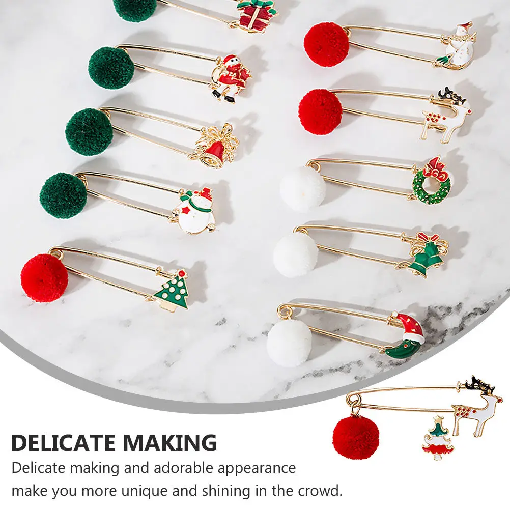 10Sets Practicable Alloy Brooch Set Lovely Clothing Accessory for Daily Wear Prom Parties Ceremonies Christmas Suit Accessory