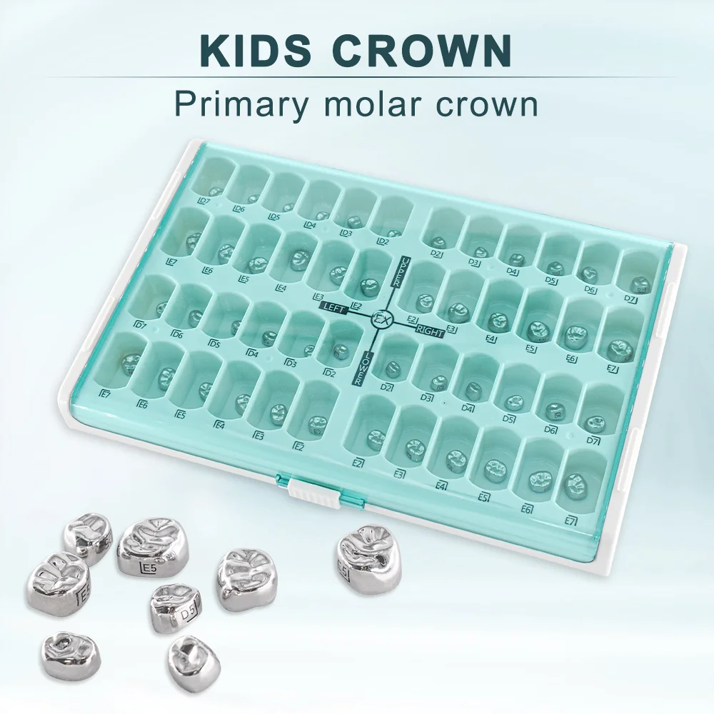 48Pcs/ 96pcs Dental Kid Crowns Preformed Metal Crown Stainless Steel Temporary Crowns Dentist Orthodontic Material Therapy Tools