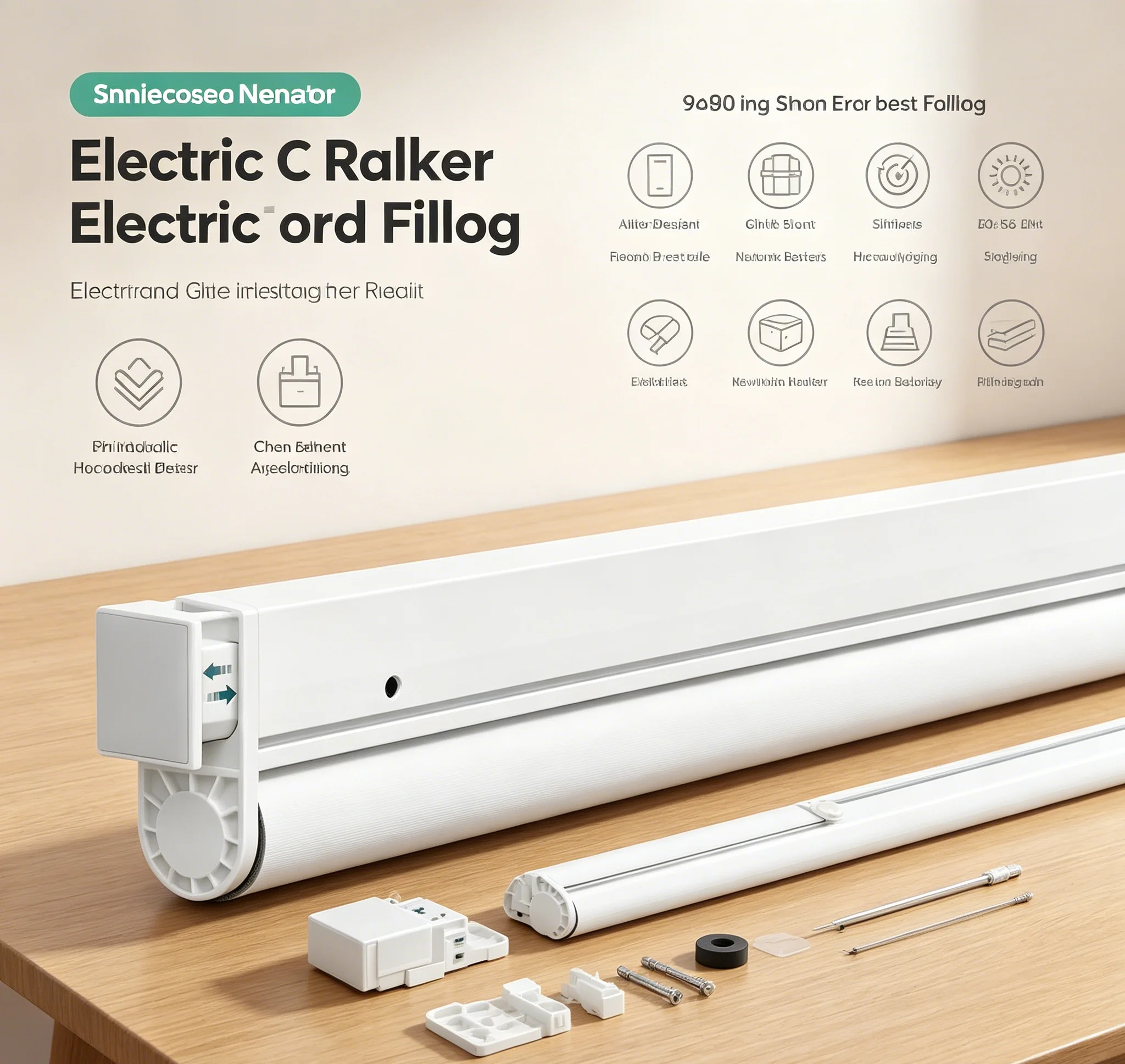 Smart Home Electric No Drilling Waterproof Easy To Clean Noise Reducing Fabric Electric Roller Blinds Suitable For  Kitchen