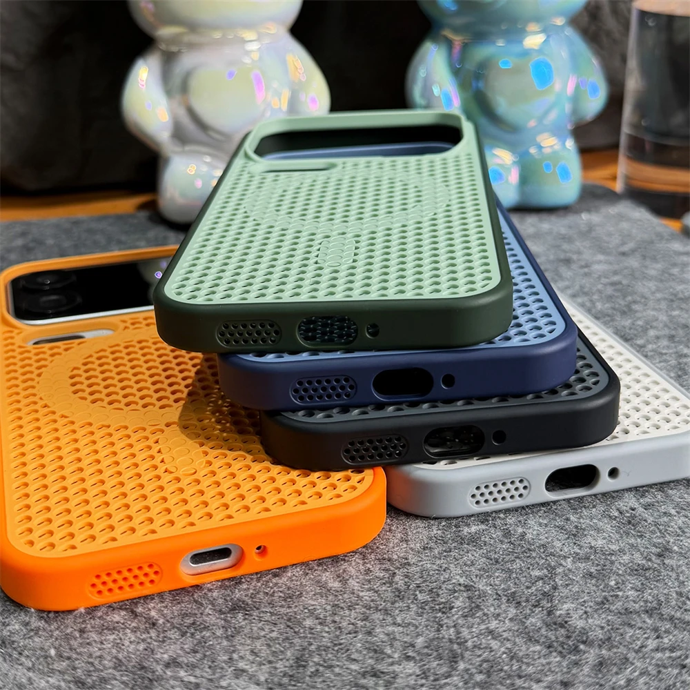 Dla Xiaomi Mi 17 Pro Max POCO F9 F8 F7 Ultra 15 14 13 Magnetyczne etui z chłodzeniem w formie plastra miodu, bezprzewodowym ładowaniem, oddychającą osłoną i ramką ochronną. — zdjęcie produktu 4