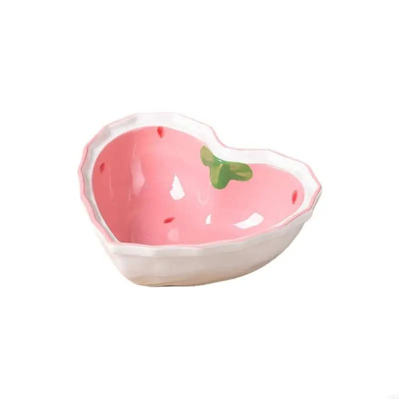 Strawberry Themed Ceramic Bowl Plate Functional Design Heat Resistant Bottom Secure Dining for Salad Dessert 55KF