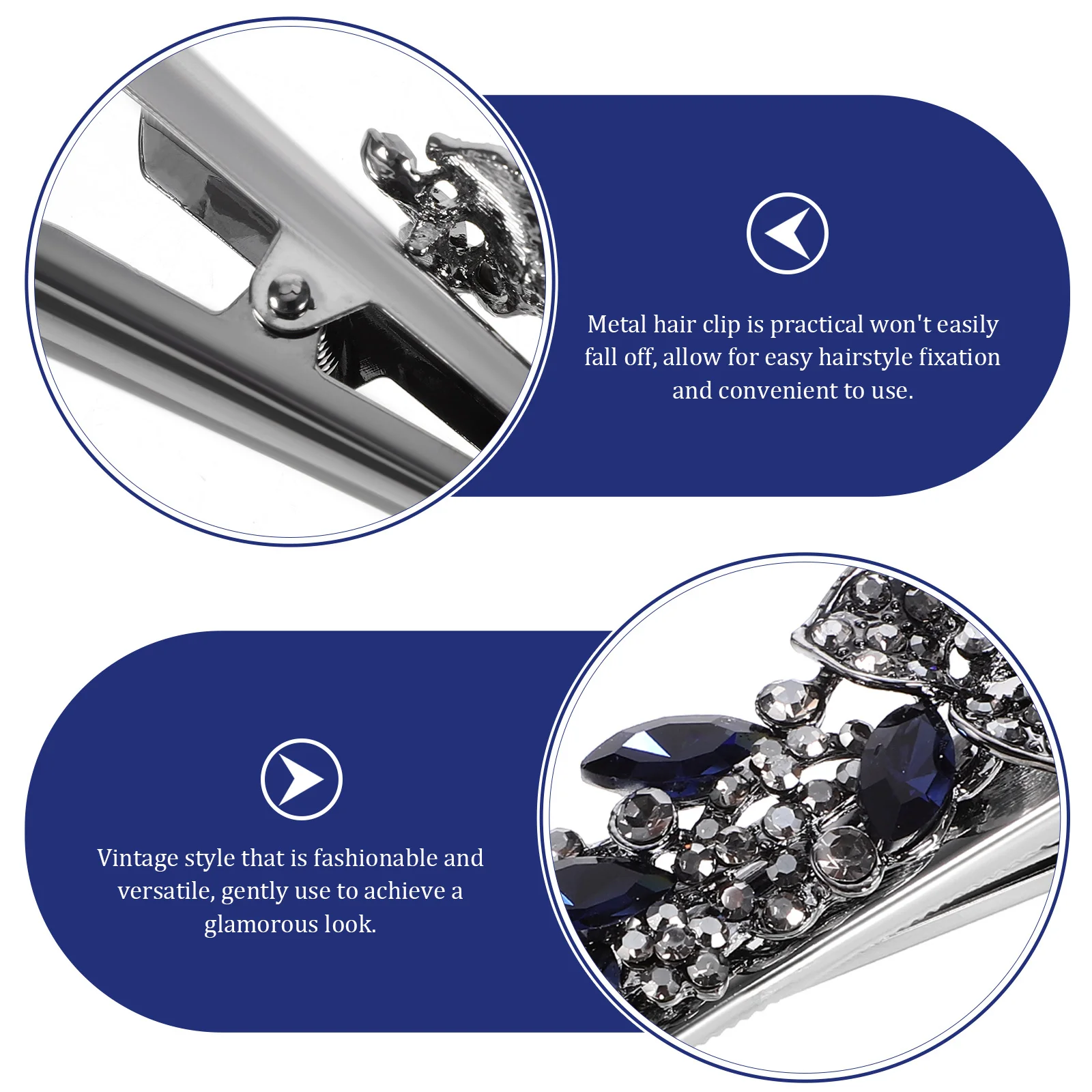 

Vintage Flower Clip Rhinestone Metal Barrette For Women Sparkly Hair Styling Accessory Fancy Glitter Clips Fine Thick Hair