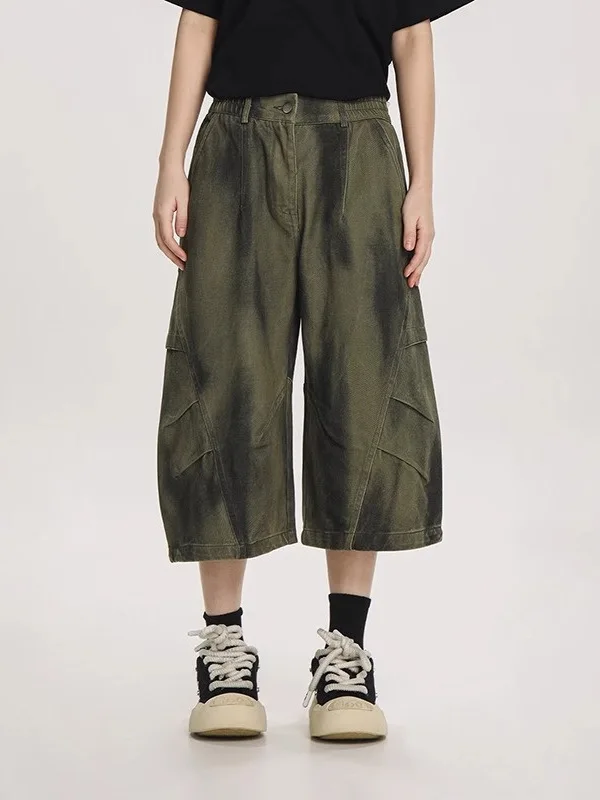 

Американская спецодежда в стиле ретро, свободные широкие брюки прямого кроя, летние мужские повседневные брюки в стиле милитари, молодежные витали...