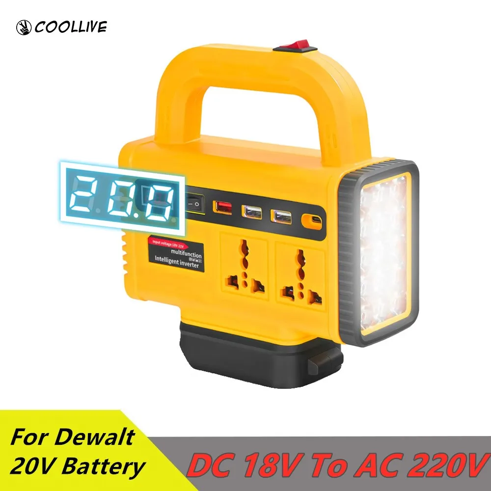 Multifunction Intelligent Inverter Converter Portable DC 20V To AC 220V Battery Inverter Electric Tool For DeWALT 20V Battery