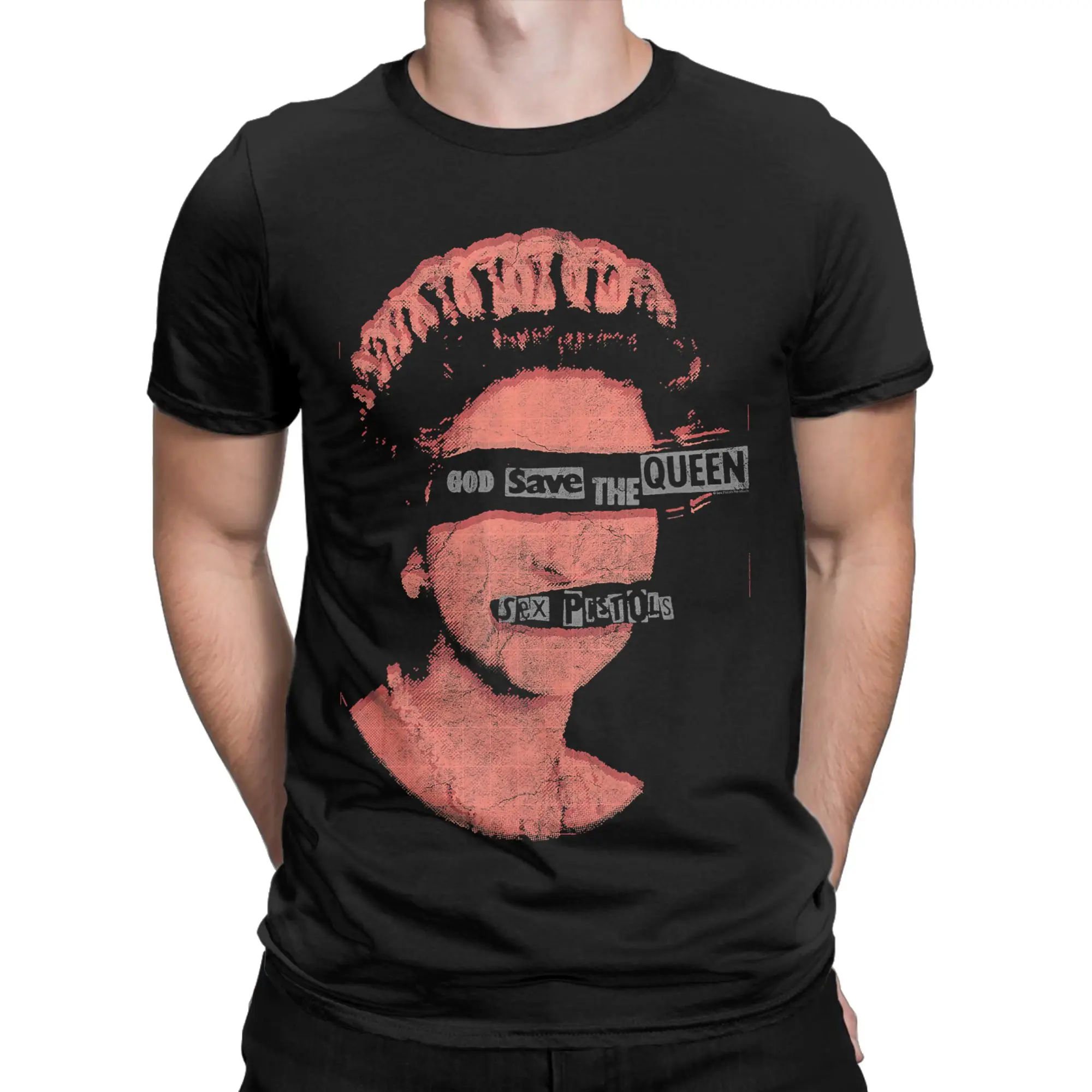 Sex Pistols Official God Save The Queen Red Stamp T-Shirt Men  Vintage Round Collar Short Sleeve T Shirts 4XL 5XL Tops