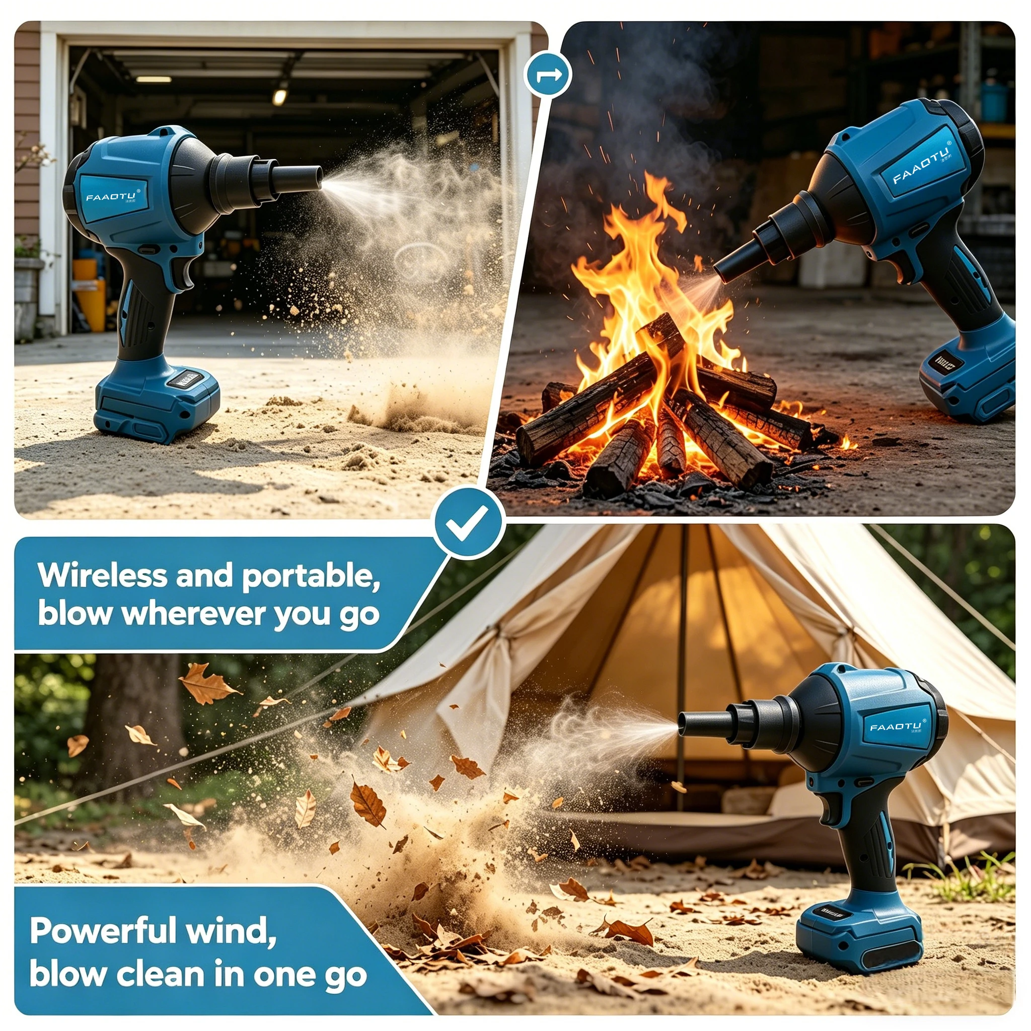 

FAAOTU 18В электроинструмент DAS180: Мощный пневматический пистолет для удаления пыли в узких пространствах, совместимый с аккумуляторами MT