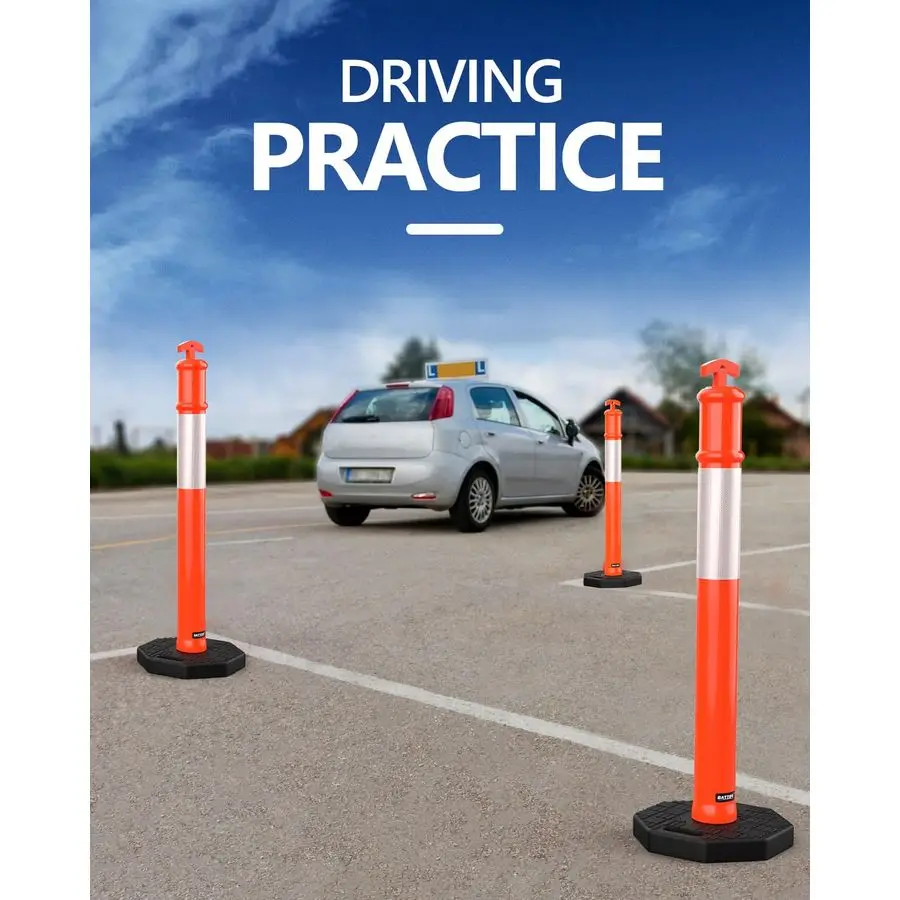 45 عمود Delineator مع قاعدة، مخاريط Delineator المرورية البرتقالية مع طوق عاكس لممارسة القيادة، أعمال البناء 3 P