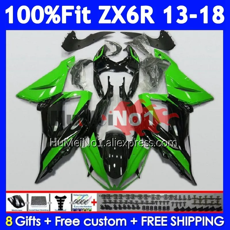 Body For KAWASAKI NINJA ZX 6R 636 ZX-6R 209No.19 ZX6R 13 14 15 16 17 18 Green black 2013 ZX636 2014 2015 2016 2017 2018 Fairing