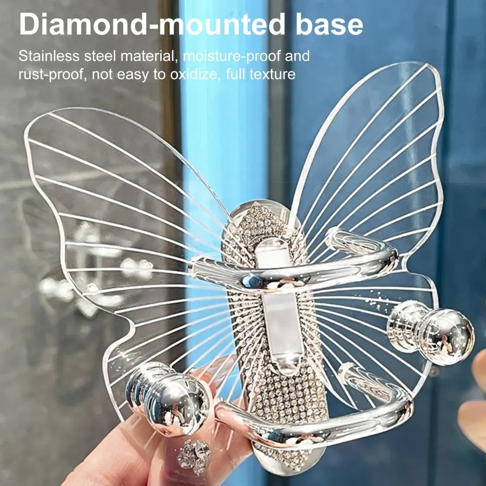 

Transparent Hook Stand Strong Load-bearing Butterfly Shape Simple Installation Self Adhesive Key Towel Hook Storage Rack
