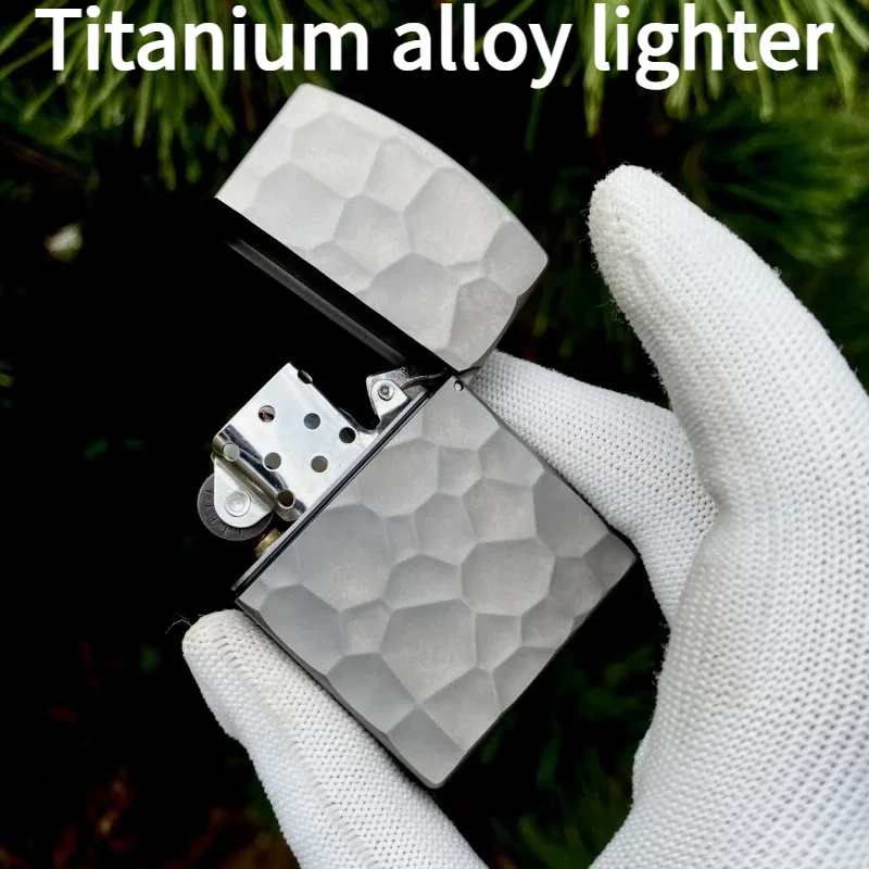 

NEW Titanium Alloy Windproof Retro Meteorite Crater Pattern Lighter Outdoor Portable Waterproof Lighter Gift