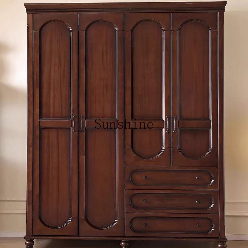 

American retro all-solid wood wardrobe bedroom home simple locker