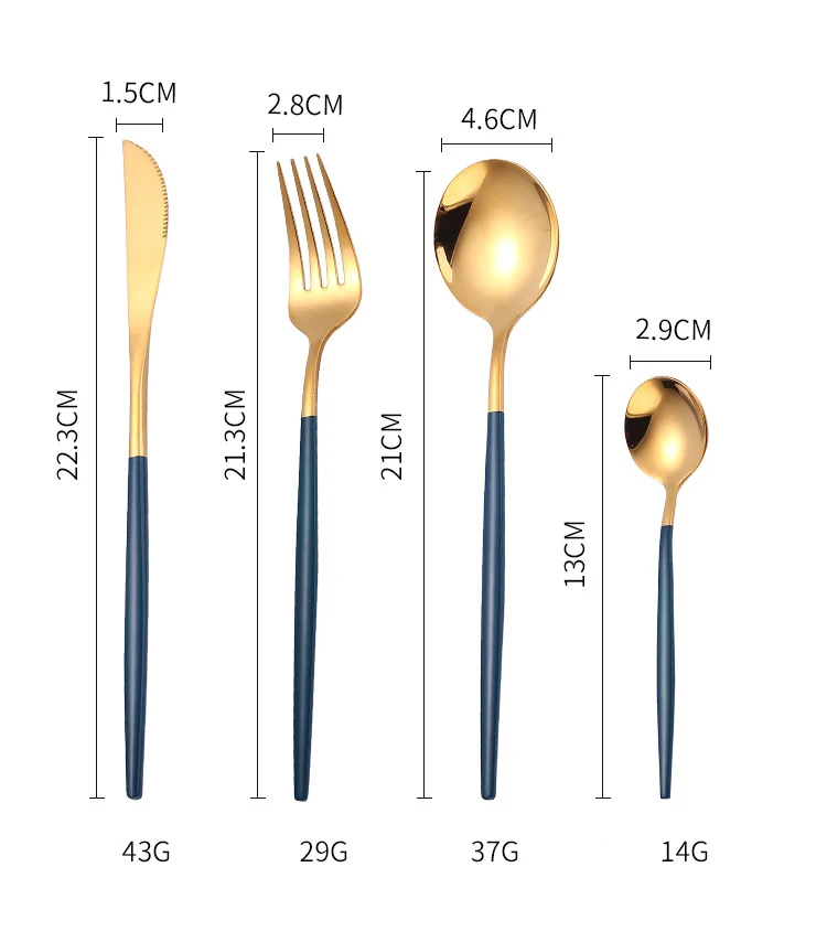 Ensemble de Couverts Dorés en Acier Inoxydable, Vaisselle de Luxe Noire, Couverts de Cuisine, Service de Grande-Bretagne, Fourchette, Cuillères,