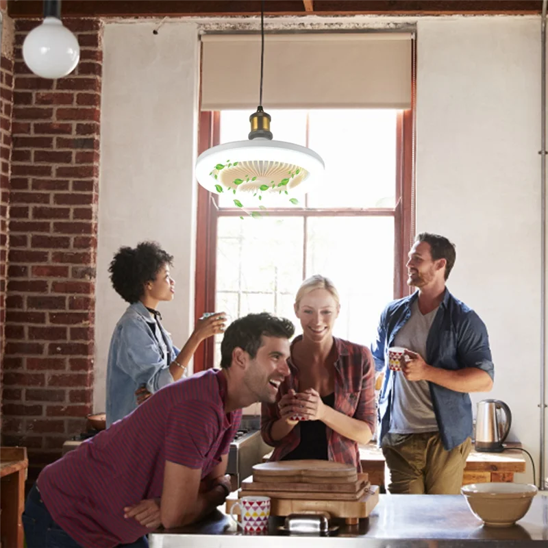 Ventilador de teto HGHO 30W com lâmpada de iluminação Base conversora E27 com controle remoto para quarto e sala de estar
