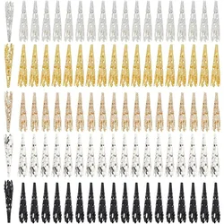 150pcs Long Flower Bead Caps, 1.6 Inch Filigree End Caps Flower Spacer Caps Metal Cone Bead Caps for Earring Pendant