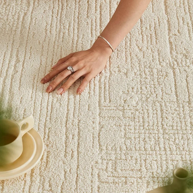 Alfombra antideslizante de Color sólido para sala de estar, alfombrilla moderna de Color Beige para dormitorio Nórdico