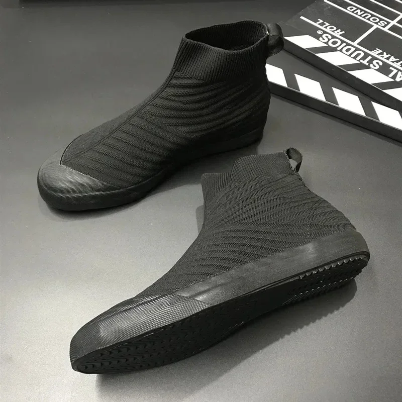 Spring Summer Trend Shoes Men Personality Casual Sneaker Fashion Breathable Mesh Male Sports Shoes Black Slip-On Cool Flat Shoes