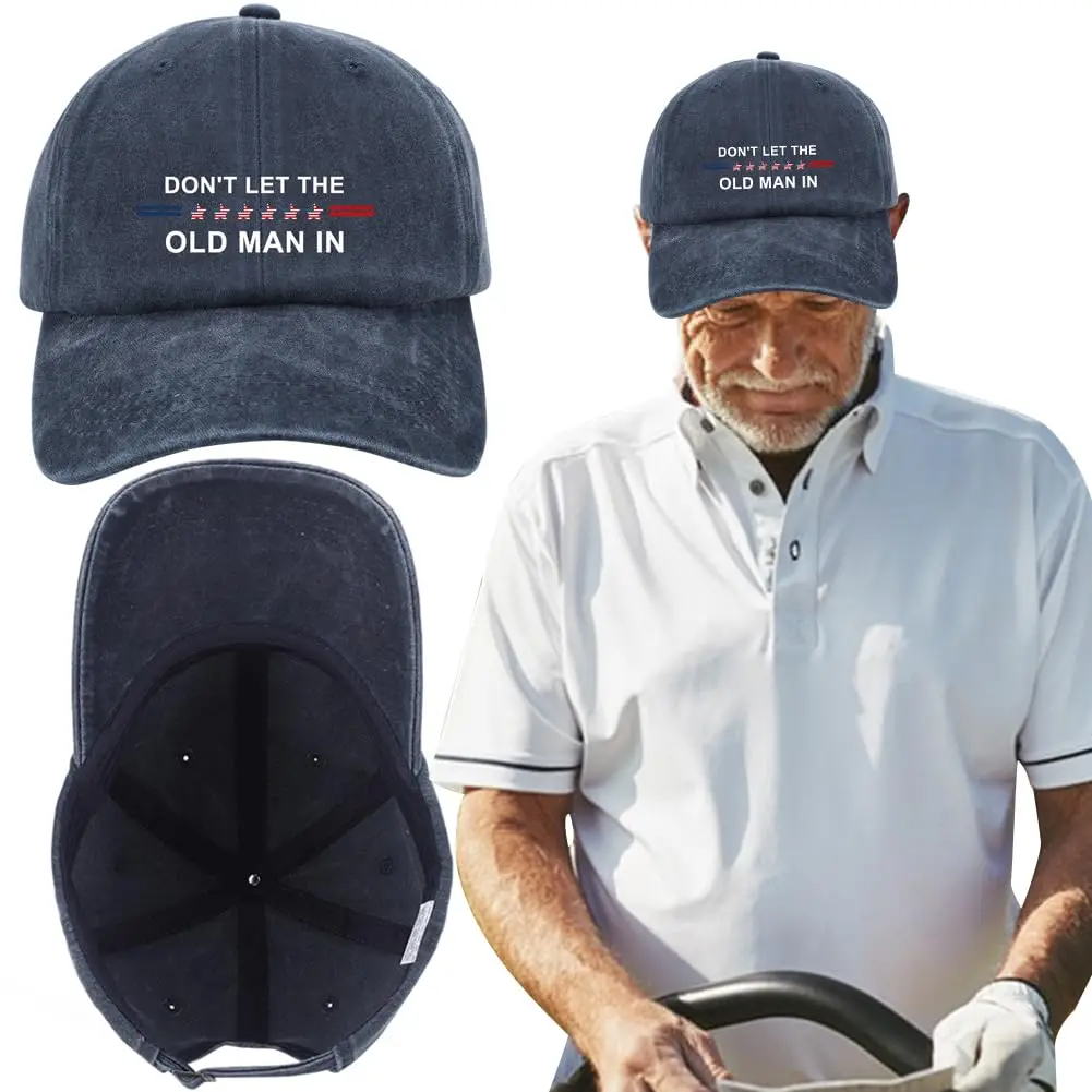 Don't let The Old Man in Print Baseball Hats American Flag Funny Hat  Classic Washed Cotton Dad Cap Outdoor Sports Caps