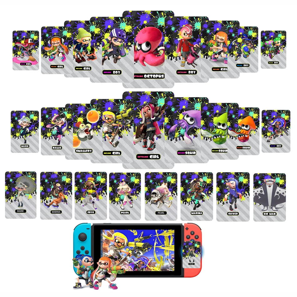 

Игровые карты NFC Splat Battle 2026 (мини/большие) - совместимы с Nintendo Switch, оригинальные, премиум-коллекция, идеальный подарок для любителей боевых игр