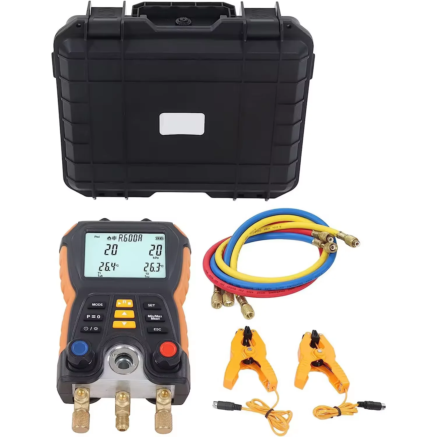 

Waterproof Reinforced Hook Digital Refrigeration Manometers Refrigerant Manifold Pressure Gauges