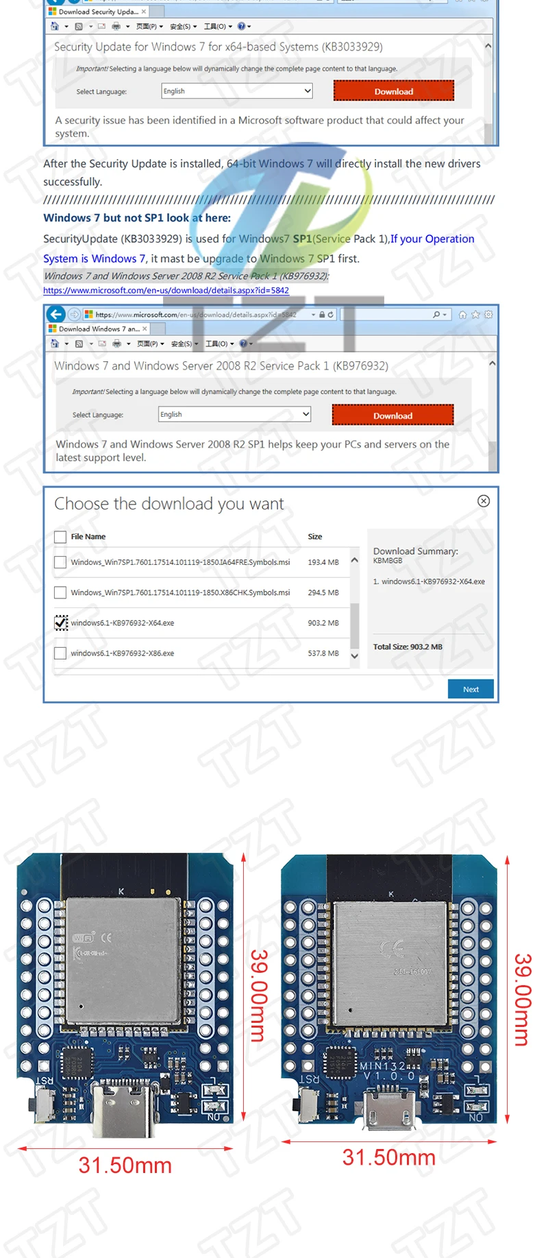 Micro / TYPE-C USB D1 Mini ESP32 ESP-32 WiFi+Bluetooth Internet of Things Development Board basierend auf ESP8266 Voll funktionsfähig – Detail 3