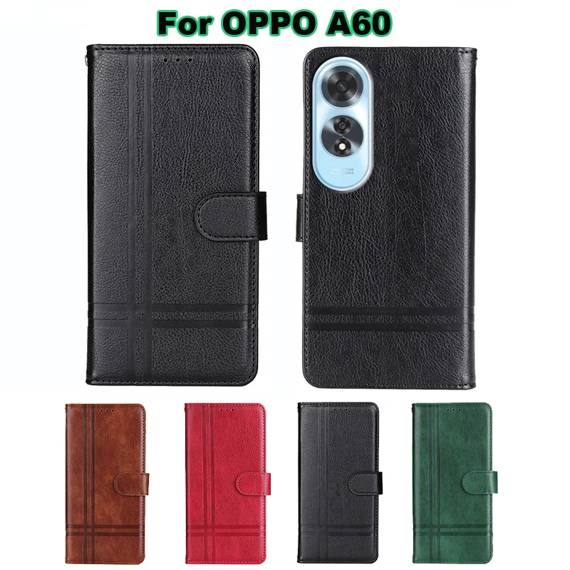 on чехол на OPPO A60 Case Leather Flip Capa Wallet Coque Phone Etui Cover For Capinha De Celular OPPO A60 A 60 2024 Mujer Hoesje