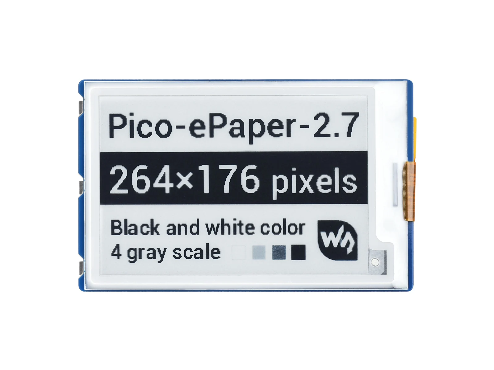 

Pico-ePaper-2.7,2.7inch E-Paper E-Ink Display Module For Raspberry Pi Pico, 264×176 Pixels, Black / White, SPI Interface