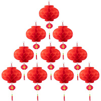 8in Chinese Red Paper Lanterns Festival Decorations for New Year, Spring Festival, Wedding and Restaurant