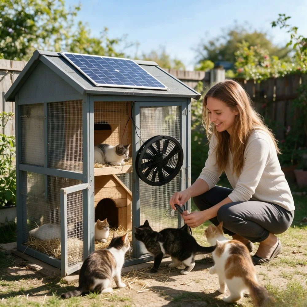 25W Waterproof Solar Vent Fan Kit Solar Powered Fan for Storage Shed Chicken Coop Dog Kennel Outdoor Warehouse Greenhouse Heat
