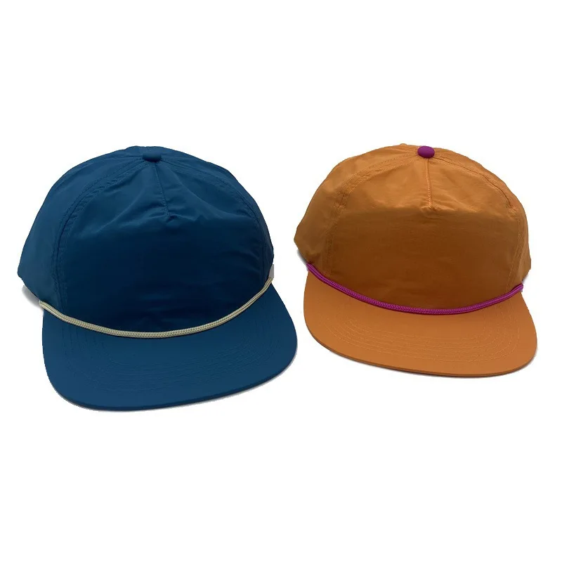 Quick-drying Light Thin Flat-brim 5 Panel Baseball Cap Custom Print logo Solid Color Simple Summer Soft Top Trucker Hat with Ro