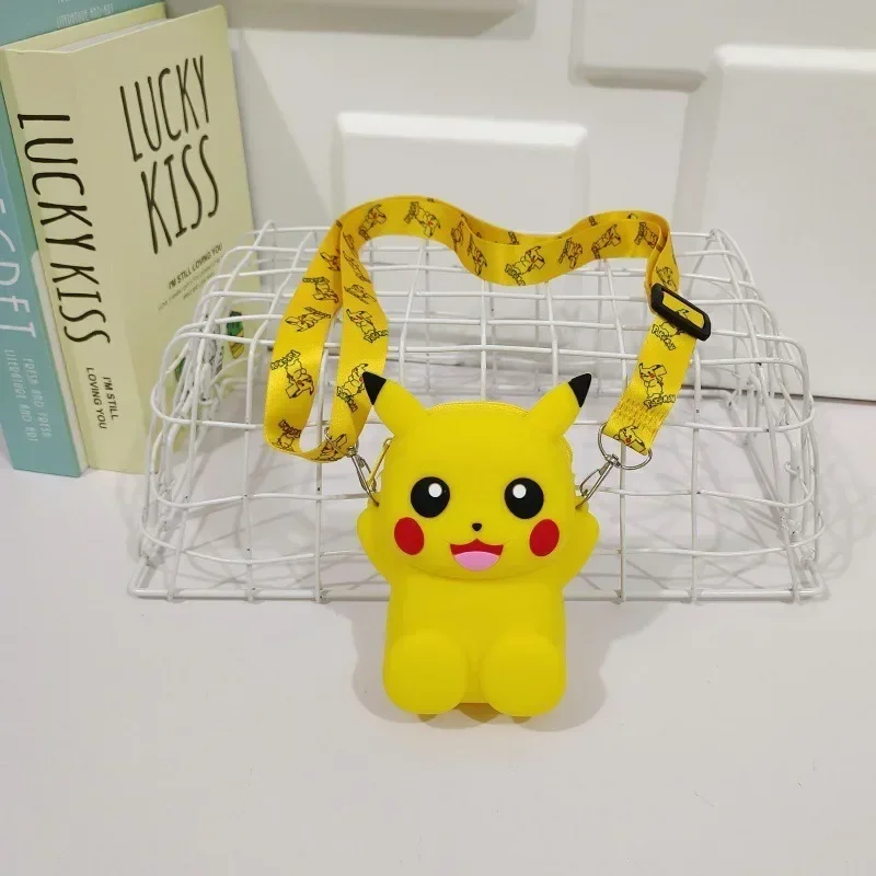 Cute Pokemon Pikachu Coin Purses Fashion Cartoon Fashion Children Shoulder Bag Silicone Crossbody Bag Coin Pouch Holiday Gifts