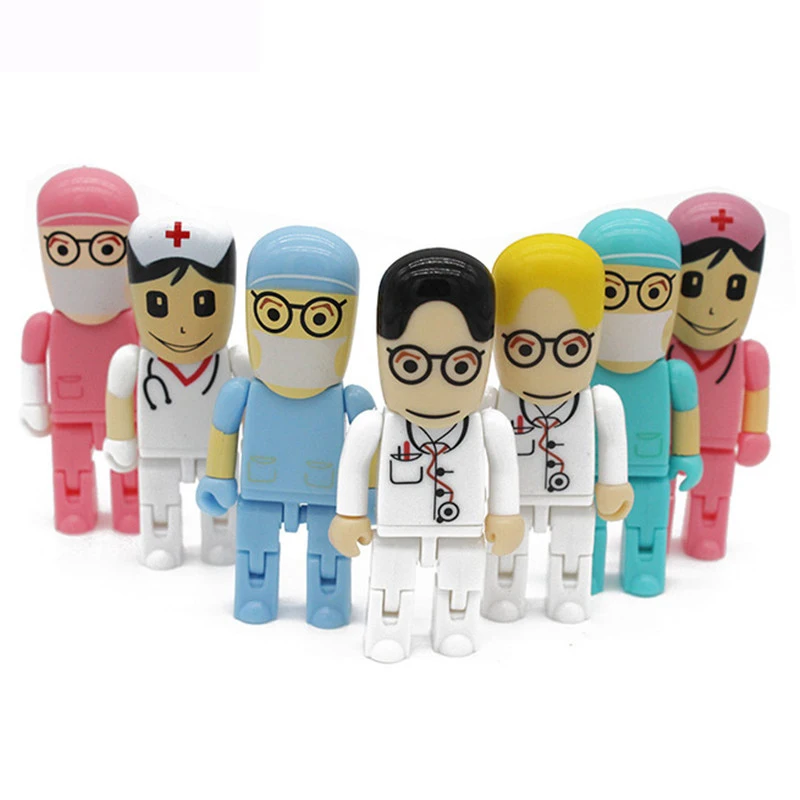 JASTER Cartoon Doctor USB 2.0 Flash Drive 128GB Silicone Nurse Gifts For Children Memory Stick 64GB Creative Gift Pen Prive 32GB