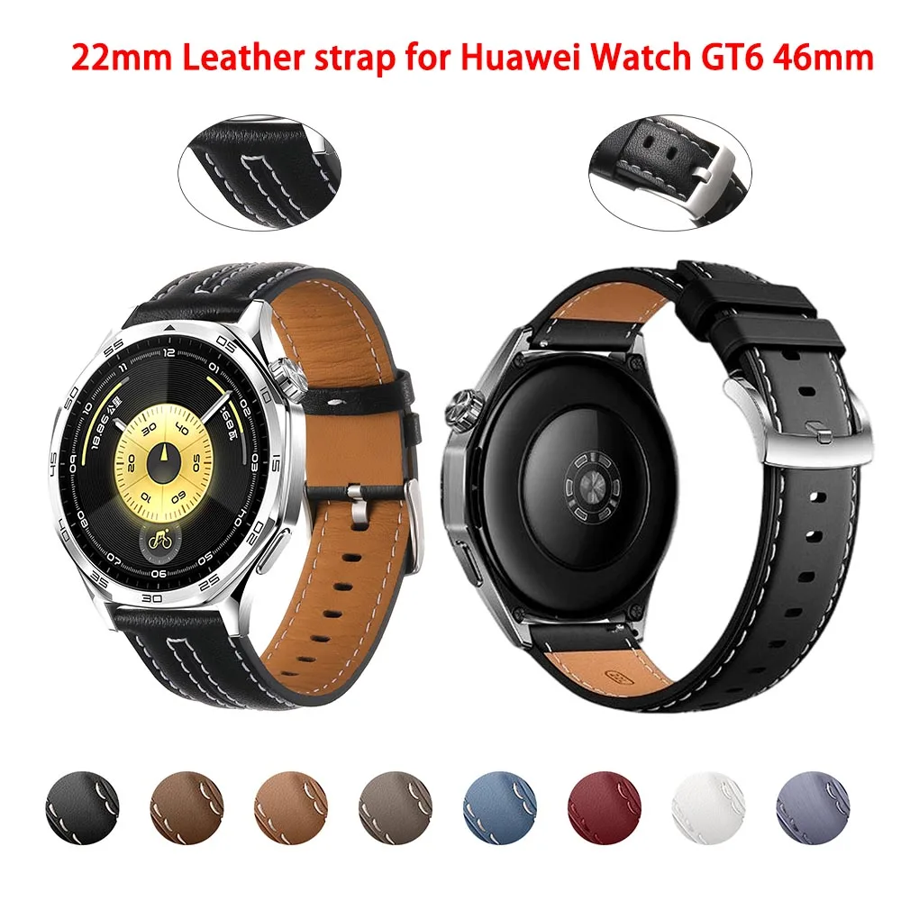 

Ремешок для часов 22 мм для Huawei Watch GT6, кожаный ремешок 46 мм, стильный быстросъемный сменный ремешок для Huawei Watch GT6, ремешок 46 мм