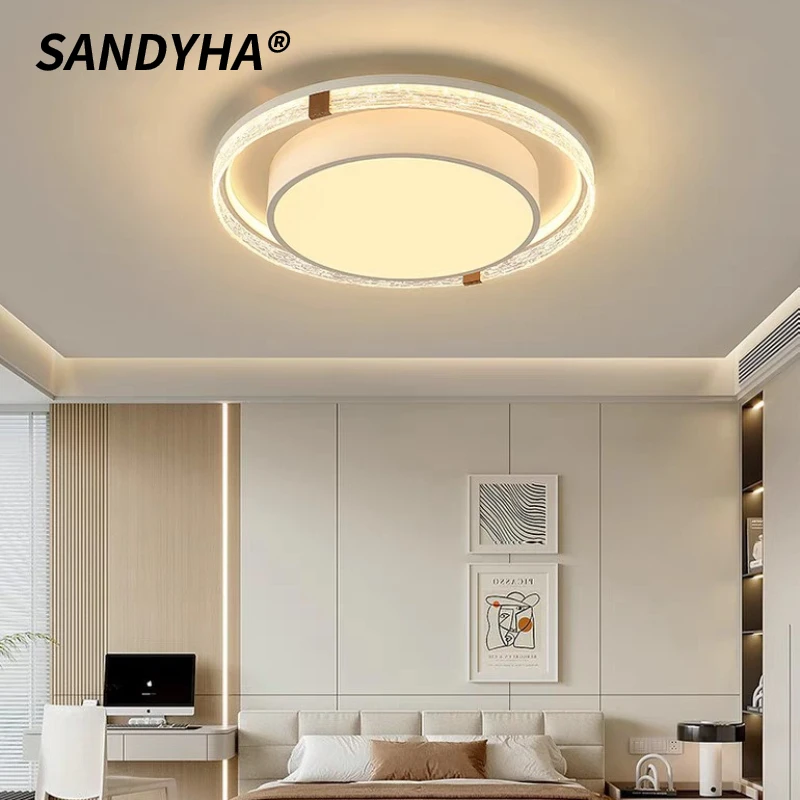

SANDYHA Bedroom Ceiling Light Modern Minimalist Style LED Lamp Geometric Design Acrylic Lampshade Living Room Lighting Fixtures