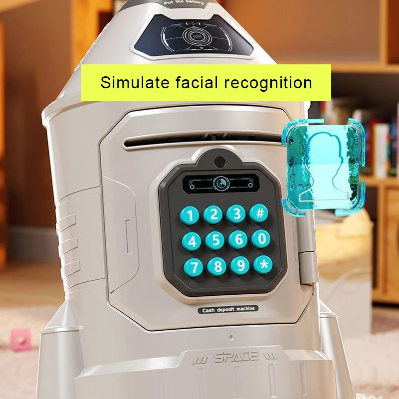 Rocket Piggy Bank Password Lock 2025 New Model Boys' Fingerprint Piggy Bank Children's Safe Toy Money Cabinet Girls