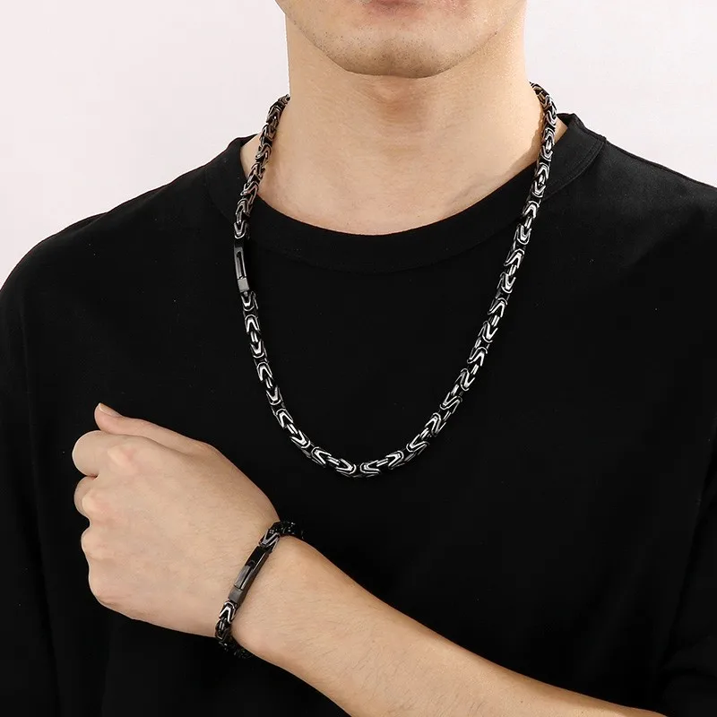 

Браслет KALEN из нержавеющей стали, двойной слой, толстый, для мужчин, в стиле панк, разноцветная цепь, византийское ожерелье-шарм, украшение для мотоциклетных вечеринок